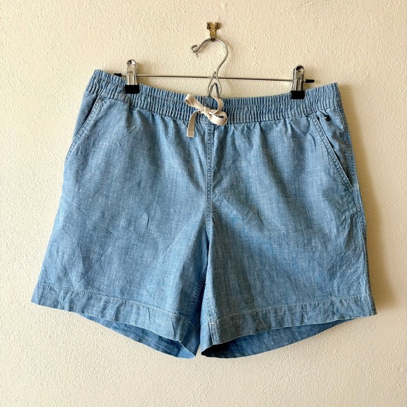 L.L.Bean Pants - L.L. Bean Favorite Fit Chambray Dock Shorts Blue Cotton Stretch Drawstring 10
